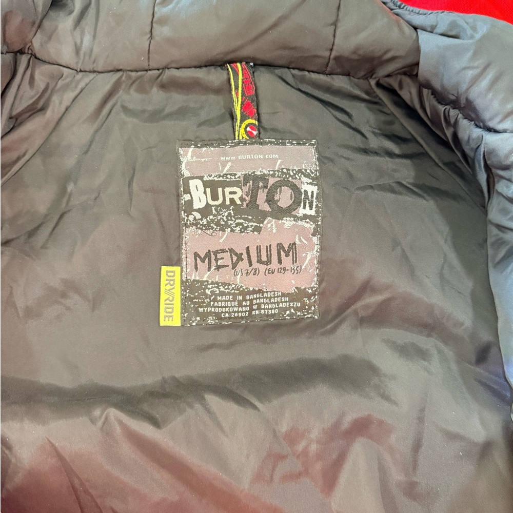 Kids Red and Black Burton dry ride ski Jacket - Picture 4 of 4